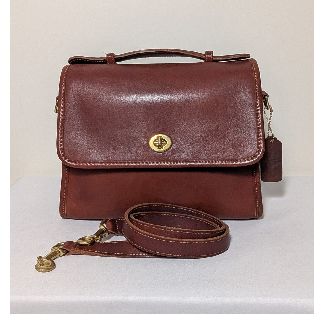 Coach Court Bag British Tan Leather Crossbody Shoulder Bag Vintage USA 9870